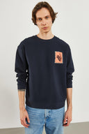 Erkek Space Baskılı Sweatshirt - Navy