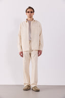 Erkek Steve Baggy Fit Beli Lastikli Naturel Pantolon %100 Pamuk - Naturel