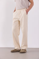 Erkek Steve Baggy Fit Beli Lastikli Naturel Pantolon %100 Pamuk - Naturel