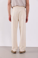 Erkek Steve Baggy Fit Beli Lastikli Naturel Pantolon %100 Pamuk - Naturel