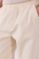 Erkek Steve Baggy Fit Beli Lastikli Naturel Pantolon %100 Pamuk - Naturel