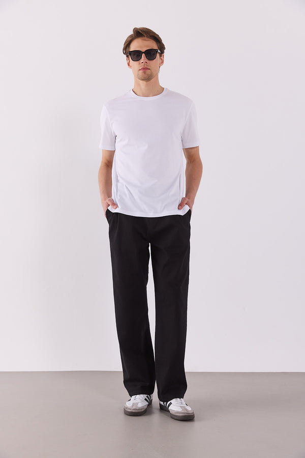 Erkek Steve Baggy Fit Beli Lastikli Pantolon - Siyah