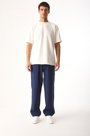 Erkek Steve Baggy Fit Beli Lastikli Pantolon (CUPRO) - Lacivert