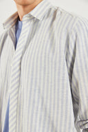 Erkek Steven Regular Fit Çizgili Oxford Gömlek %100 Pamuk - Mavi Çizgili