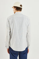 Erkek Steven Regular Fit Çizgili Oxford Gömlek %100 Pamuk - Mavi Çizgili