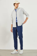 Erkek Steven Regular Fit Çizgili Oxford Gömlek %100 Pamuk - Mavi Çizgili