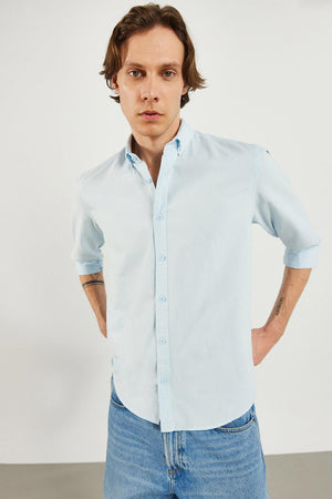 Erkek Steven Regular Fit Oxford Gömlek %100 Pamuk - Mavi