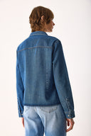 Kadın Sydney Dark Blue Slim Fit Jean Gömlek %100 Pamuk - Dark Blue