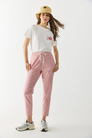 Kadın Taş Detaylı Tişört %100 Pamuk - Fildişi