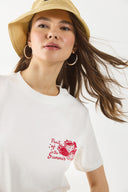 Kadın Taş Detaylı Tişört %100 Pamuk - Fildişi