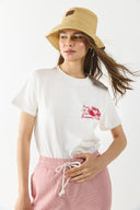 Kadın Taş Detaylı Tişört %100 Pamuk - Fildişi