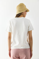 Kadın Taş Detaylı Tişört %100 Pamuk - Fildişi