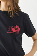 Kadın Taş Detaylı Tişört %100 Pamuk - Siyah