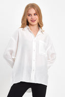 Kadın Tina Oversize Krinkle Gömlek - Beyaz