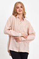 Kadın Tina Oversize Krinkle Gömlek - Taş