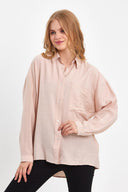 Kadın Tina Oversize Krinkle Gömlek - Taş