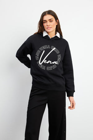 Kadın Vena Club Baskılı Sweatshirt - Siyah