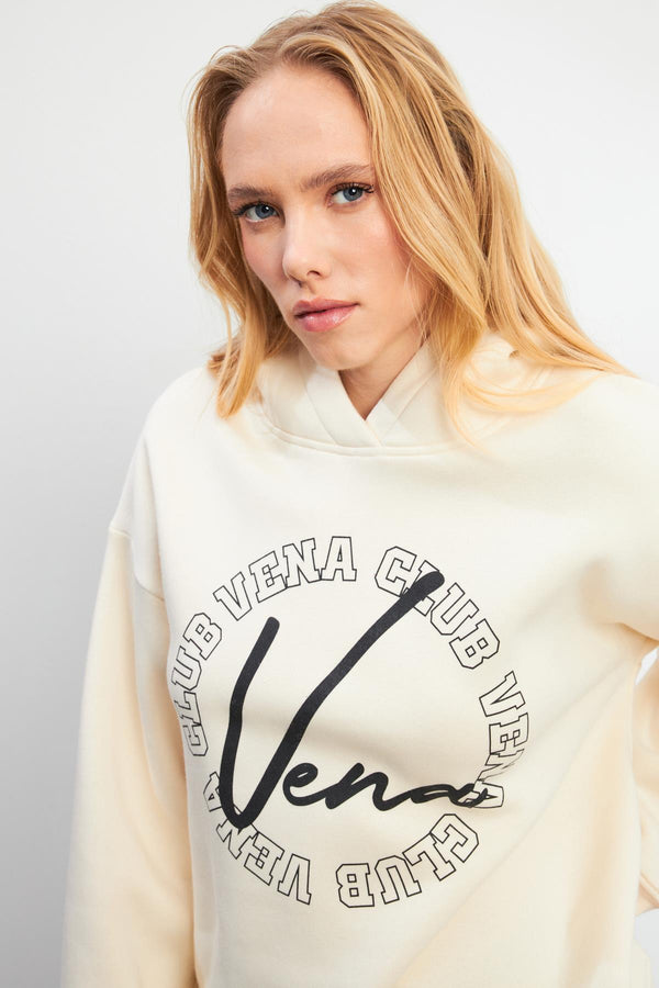 Kadın Vena Club Baskılı Kemik Sweatshirt