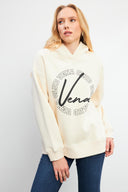Kadın Vena Club Baskılı Sweatshirt - Kemik