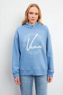 Kadın Vena Club Baskılı Sweatshirt - Mavi