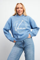 Kadın Vena Club Baskılı Sweatshirt - Mavi