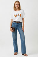 Vena Jeans Baskılı Bisiklet Yaka Regular Fit Tişört-Beyaz