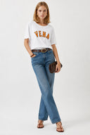 Vena Jeans Baskılı Bisiklet Yaka Regular Fit Tişört-Beyaz