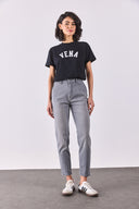 Kadın Vena Jeans Baskılı Bisiklet Yaka Regular Fit Tişört %100 Pamuk - Siyah