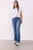 VENA Kadın Emilie Dirty Med Blue Bootcut Jean Pantolon - Dirty Med Blue