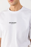 Erkek Vena Sports Baskılı Bisiklet Yaka Regular Fit Tişört %100 Pamuk - Beyaz