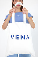 Kadın Vena Yazı Baskılı Çanta %100 Pamuk - Taş