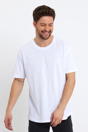 Erkek Walker Bisiklet Yaka Slim Fit Tişört %100 Pamuk - Beyaz