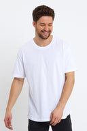 Erkek Walker Bisiklet Yaka Slim Fit Tişört %100 Pamuk - Beyaz