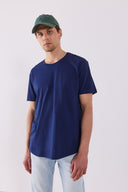 Erkek Walker Bisiklet Yaka Slim Fit Tişört %100 Pamuk - Lacivert