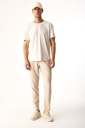 Erkek Walker Bisiklet Yaka Slim Fit Tişört %100 Pamuk - Taş