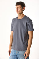 Erkek Walker Bisiklet Yaka Slim Fit Tişört %100 Pamuk - Antrasit