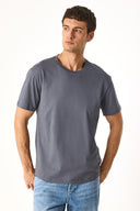 Erkek Walker Bisiklet Yaka Slim Fit Tişört %100 Pamuk - Antrasit