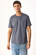 Erkek Walker Bisiklet Yaka Slim Fit Tişört %100 Pamuk - Antrasit