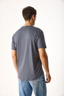 Erkek Walker Bisiklet Yaka Slim Fit Tişört %100 Pamuk - Antrasit