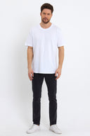 Erkek Walker Bisiklet Yaka Slim Fit Tişört %100 Pamuk - Beyaz
