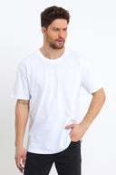 Erkek Walker Bisiklet Yaka Slim Fit Tişört %100 Pamuk - Beyaz