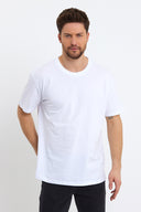 Erkek Walker Bisiklet Yaka Slim Fit Tişört %100 Pamuk - Beyaz