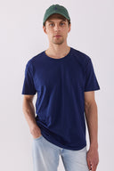 Erkek Walker Bisiklet Yaka Slim Fit Tişört %100 Pamuk - Lacivert