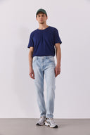 Erkek Walker Bisiklet Yaka Slim Fit Tişört %100 Pamuk - Lacivert