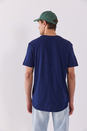 Erkek Walker Bisiklet Yaka Slim Fit Tişört %100 Pamuk - Lacivert