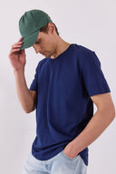 Erkek Walker Bisiklet Yaka Slim Fit Tişört %100 Pamuk - Lacivert