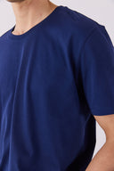 Erkek Walker Bisiklet Yaka Slim Fit Tişört %100 Pamuk - Lacivert