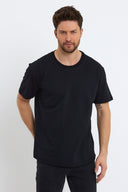 Erkek Walker Bisiklet Yaka Slim Fit Tişört %100 Pamuk - Siyah