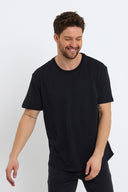 Erkek Walker Bisiklet Yaka Slim Fit Tişört %100 Pamuk - Siyah