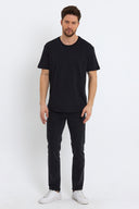 Erkek Walker Bisiklet Yaka Slim Fit Tişört %100 Pamuk - Siyah